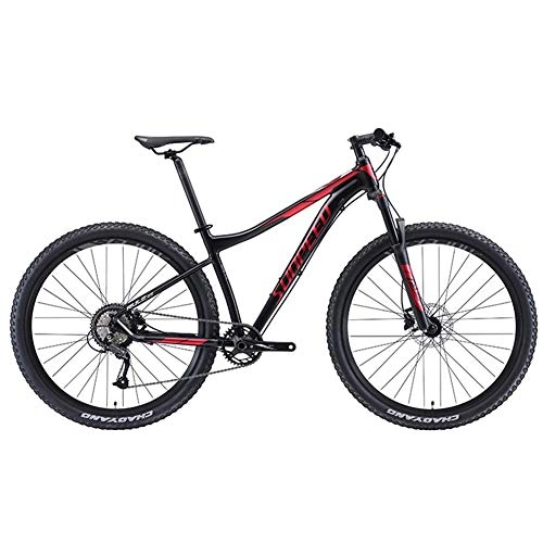 Mountain Bike : Qj 9-Speed Mountain Bikes, Adult Big Wheels Hardtail Mountain Bike, Aluminum Frame Front Suspension Bicycle, Black