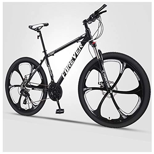 Mountain Bike : QMMD 24-Inch Mountain Bikes, Overdrive Hardtail Mountain Bike, Mens Dual Disc Brake All Terrain Mountain Bike, High-carbon Steel, 21-24-27-30-Speed Anti-Slip Bikes, A 6 Spoke, 21 speed