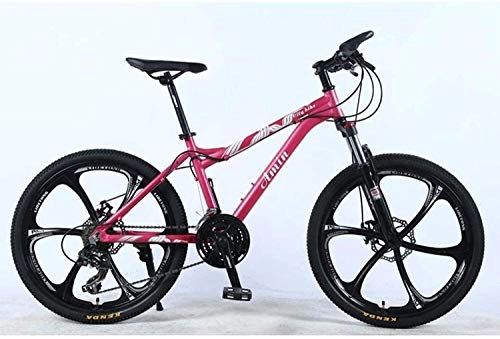 Mountain Bike : QZ 24 Inch 24-Speed Mountain Bike For Adult, Lightweight Aluminum Alloy Full Frame, Wheel Front Suspension Female Off-Road Student Shifting Adult (Color : Pink, Size : A)