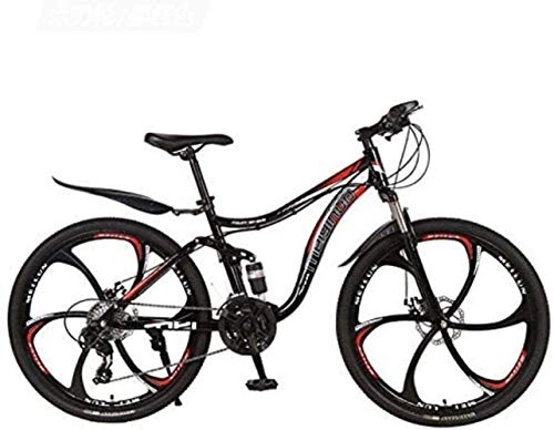 Mountain Bike : QZ 26 Inch Mountain Bike Bicycle High-Carbon Steel Frame MTB Bikes Full Suspension Aluminum Alloy Wheels Double Disc Brake (Color : A, Size : 21 speed)