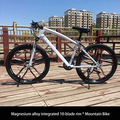 Mountain Bike : QZ Adult 26 Inch Mountain Bike, Juvenile Student City Road Racing Bikes, Double Disc Brake Mens Mountain Bicycle, Magnesium Alloy Integrated 10-Blade Rim Wheels (Color : C, Size : 27 speed)