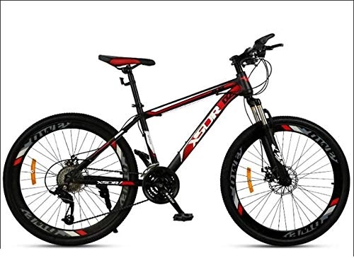Mountain Bike : QZ Adult Mountain Bike, Double Disc Brake / High-Carbon Steel Frame Bikes, Beach Snowmobile Unisex Bicycle, 26 Inch Wheels, Black, 27 speed