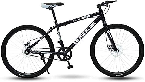 Mountain Bike : QZ Bicycle Wheel Front Suspension Mens Mountain Bike 19" Frame Single Speed Mechanical Disc Brakes (Color : Black, Size : 26")