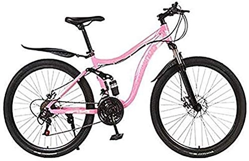 Mountain Bike : QZ Mountain Bike Bicycle, High Carbon Steel Frame MTB Bike Dual Suspension With Adjustable Seat, Double Disc Brake (Color : E, Size : 24 speed)