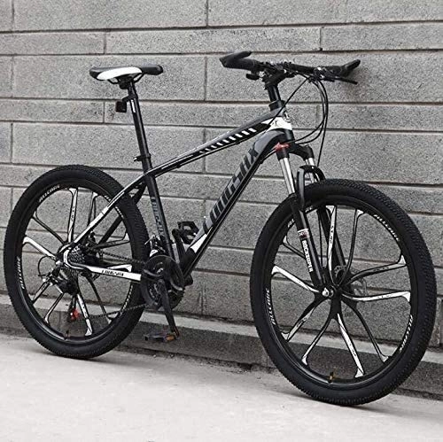 Mountain Bike : QZ Mountain Bikes, Lightweight High-Carbon Steel Frame MBT Bike Bicycle with Shock-Absorbing Front Fork And Double Disc Brake (Color : C, Size : 26 inch 21 speed)