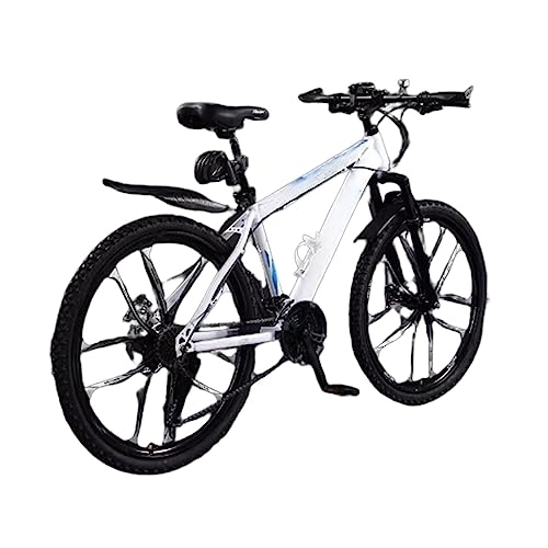 Mountain Bike : RASHIV 26-inch Mountain Bike, Variable Speed Road Bike for Adults, Dual Disc Brakes, All-terrain, Suitable for Men and Women with a Height Of 155-185 CM (white blue 30 speed)
