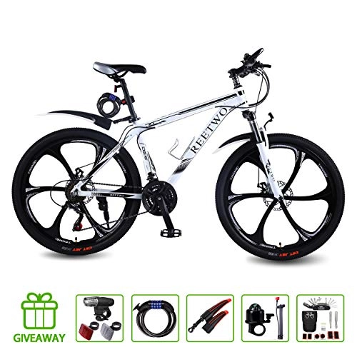 Mountain Bike : REETWO 26 Inches Mountain Bike 21 Speed Mountain Bicycle for Men and Women, MTB Disc Brakes with Aluminum Frame Riding Bike