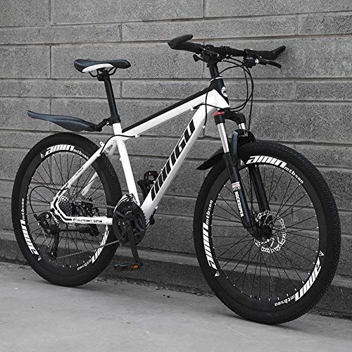 Mountain Bike : Relaxbx Mountain Bike, Carbon Steel Frame 27-Speed Shiftable Bicycle Adult Outdoor Cross Country Bicycle, White, 26inch