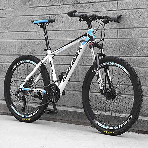 Mountain Bike : Relaxbx Mountain Bikes Bicycles 27 Speeds Lightweight Carbon Steel Frame Disc Brake Spoke Wheel 24 / 26Inch Road Bike White, 24inch