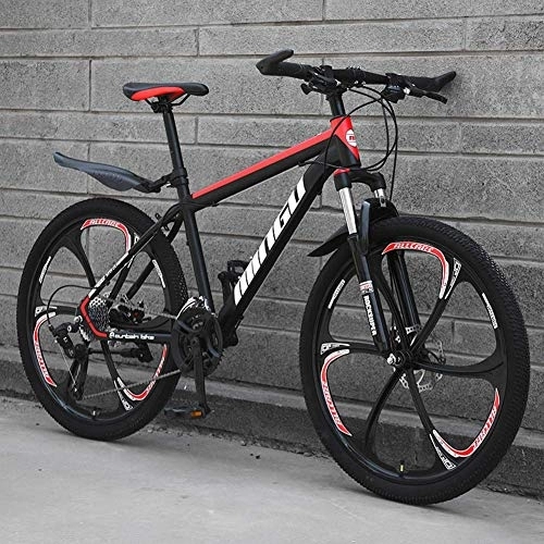 Mountain Bike : Relaxbx Variable Speed Mountain Bike 21 / 24 / 27 / 30 Speed Bicycle 24 inches MTB Disc Brakes Full Suspension Bicycle, Red+Black, 30 Speed