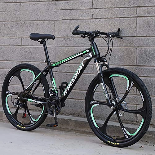 Mountain Bike : RICHLN 21-24-27-30 Variable Speed Portable Outdoor Mountain Bikes City Urban Commuters For Adult Teens, Folding Bicycle For Adults Men Women Black / green 26", 21 Speed