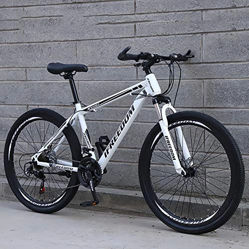 Mountain Bike : RICHLN Men, Mtb Bikes High Carbon Steel Dual Disc Brakes, Women, Shock-absorbing Road Racing, Commuter City Bike, Folding Bike For Adults White 26", 30 Speed