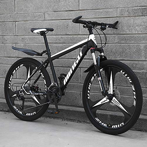 Mountain Bike : RICHLN Mountain Bicycle With Front Suspension Adjustable Seat, City Bike, High-carbon Steelhardtail Mountain Bike, 26 Inch Men's Mountain Bikes Black / white - 3 Spoke 27 Speed
