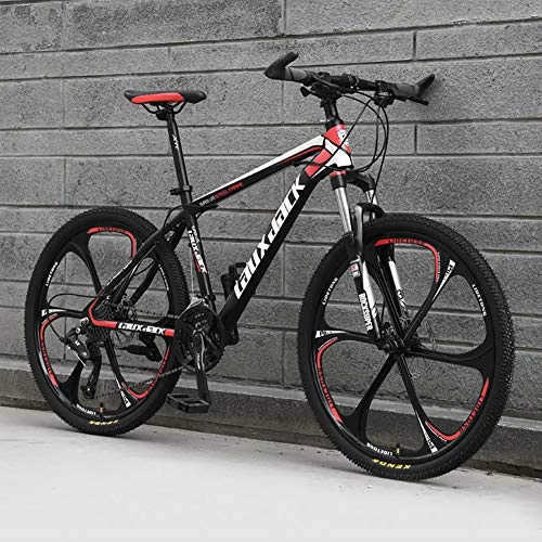 Mountain Bike : RICHLN Portable Outdoor Mountain Bikes City Urban Commuters For Teens Adults Men And Women, 24 Inch Carbon Steel Mountain Bicycle, Full Suspension MTB Black / red-6 Spoke 24 Speed