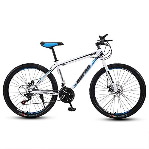 Mountain Bike : Rindasr 26 inch Off-Road Racing Mountain BikeHigh carbon steel frame + double disc brake bicycleMen and women Variable Speed Outdoor Riding Travel Bike (Color : A, Size : 26 inch 27 speed)