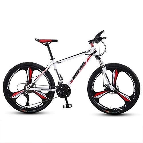 Mountain Bike : Rindasr 26 inch Off-Road Road Racing Mountain BikeHigh carbon steel frame + double disc brake shock absorption bicycle3 cutter Integrated Wheel Outdoor Riding Variable Speed Travel Bike