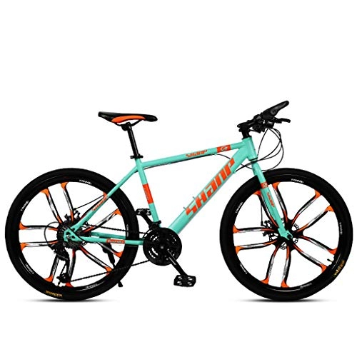 Mountain Bike : RLF LF BicycleAdult MTB Country Gearshift Bicycle 26 Inch Double Disc Brake, Country Mountain Bike, Hardtail Mountain Bike with Adjustable Seat Carbon Steel Green 6 Cutter, C, 24speed
