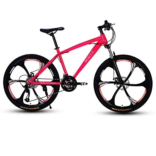 Mountain Bike : Road Bikes Adult MTB Bicycle Road Bicycles Mountain Bike For Men And Women 24In Wheels Adjustable Speed Double Disc Brake Off-road Bike (Color : Pink, Size : 24 speed)