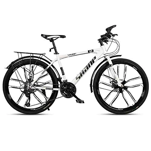 Mountain Bike : Road Bikes Bicycle Adult Road Bicycles Mountain Bike MTB Adjustable Speed For Men And Women 26in Wheels Double Disc Brake Off-road Bike (Color : White, Size : 30 speed)
