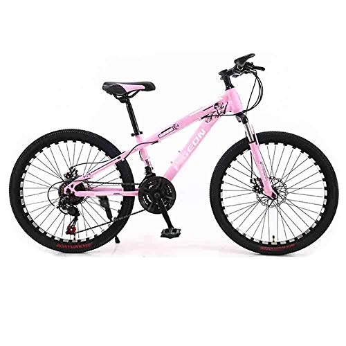 Mountain Bike : Road Bikes Bicycle MTB Adult Mountain Bike Teens Road Bicycles For Men And Women Wheels Adjustable 21 Speed Double Disc Brake Off-road Bike (Color : Pink)