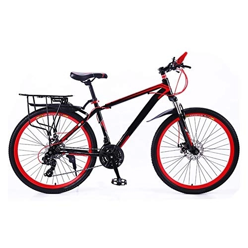 Mountain Bike : Road Bikes Mountain Bike Adult Road Bicycle Men's MTB Bikes 24 Speed Wheels For Womens teens Off-road Bike (Color : Red, Size : 26in)