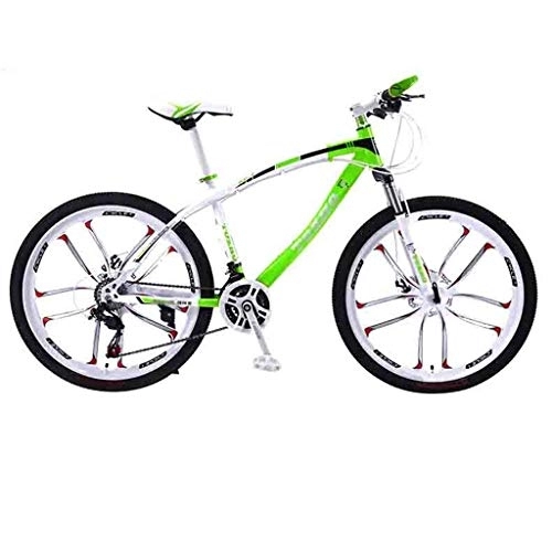 Mountain Bike : Road Bikes MTB Bicycle Adult Mountain Bike Road Bicycles For Men And Women 24 / 26In Wheels Adjustable Speed Double Disc Brake Off-road Bike (Color : Green-26in, Size : 27 Speed)