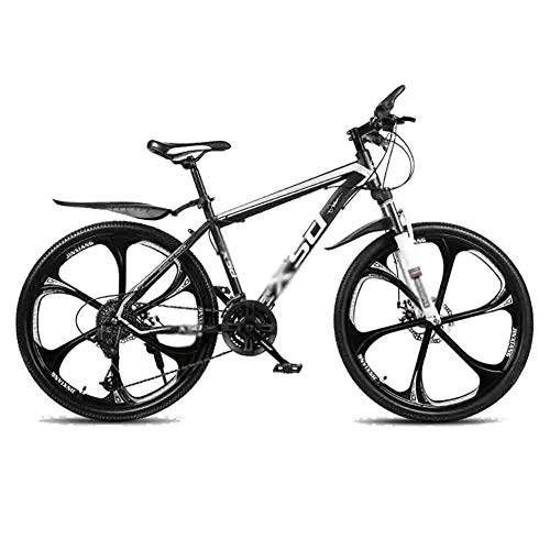 Mountain Bike : Road Bikes Road Bicycles Adult Teens MTB Bicycle City Shock Absorber Bikes Mountain Bike Adjustable Speed For Men And Women Double Disc Brake Off-road Bike (Color : Black-26in, Size : 30 speed)