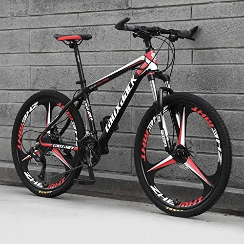 Mountain Bike : RSDSA 26 Inch Mountain Bike - MJH-02 21 / 24 / 27 Speed Mountain Bike Mountain Bike Trail Suspension Full Carbon Steel MTB with Double Disc Brake - Personality & Cool, Red, 24speed