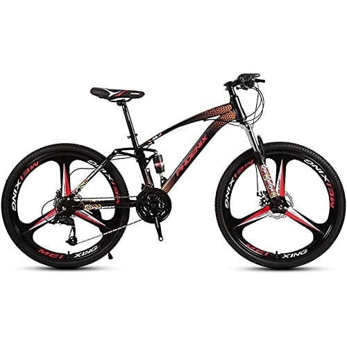 Mountain Bike : RSDSA 26-Inch Mountain Bike with 24 / 27 / 30 Speeds, All-Terrain Bike with Full Suspension Double Disc Brakes, Adjustable Seat for Dirt, Sand, Snow, Road Bike for Adults for Men, Red, 30speed