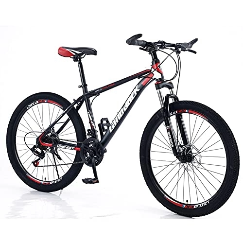 Mountain Bike : RSTJ-Sjef 27 Speed 26 Inch Mountain Bike High-Carbon Steel Frame with Double Disc Brake And Shock-Absorbing Front Fork, Trail Bicycle for Men Women Adult, Red