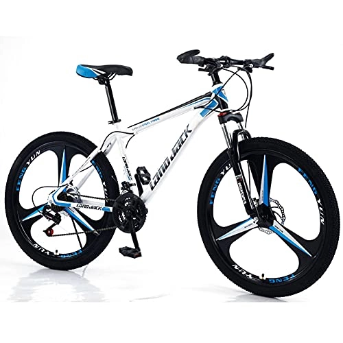 Mountain Bike : RSTJ-Sjef Mountain Bicycle for Adults, 27 Speed 26 Inch Trail Bike with Double Disc Brake And Shock-Absorbing Front Fork, High-Carbon Steel Frame, Blue