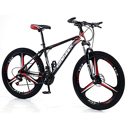 Mountain Bike : RSTJ-Sjef Mountain Bicycle for Adults, 27 Speed 26 Inch Trail Bike with Double Disc Brake And Shock-Absorbing Front Fork, High-Carbon Steel Frame, Red