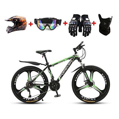 Mountain Bike : Safety Foldable Mountain Bike 26 Inches MTB Bicycle with 3 Cutter Wheel, High-Carbon Steel Hardtail Shock-Absorbing Front Fork, Suitable for Traveling in The Wild City, Green, 30 Speed