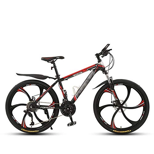 Mountain Bike : SANJIANG 24 / 26" Mountain Bicycle With Suspension Fork 21 / 24 / 27 / 30-Speed Mountain Bike With Disc Brake, Robust High Carbon Steel, Red-24in-21speed