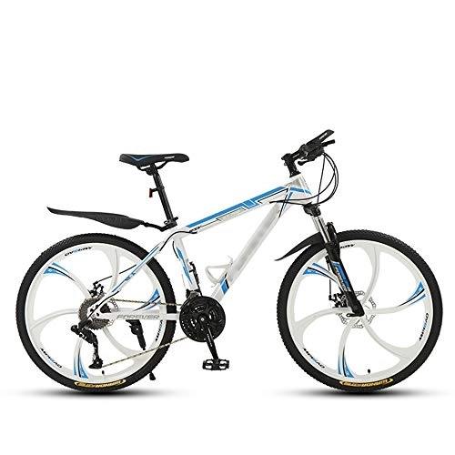 Mountain Bike : SANJIANG 24 / 26" Mountain Bicycle With Suspension Fork 21 / 24 / 27 / 30-Speed Mountain Bike With Disc Brake, Robust High Carbon Steel, White-24in-30speed