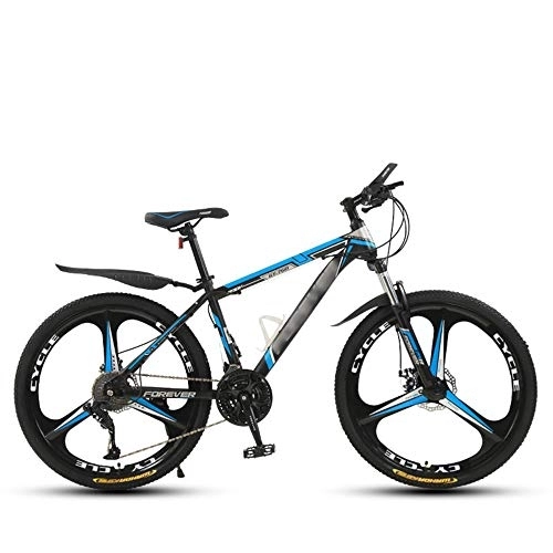 Mountain Bike : SANJIANG Mountain Bike, Front Suspension, 21 / 24 / 27 / 30-Speed, 24 / 26-Inch Wheels, High-carbon Steel With Dual Disc Brakes Front Suspension Fork For Men, Blue-24in-21speed