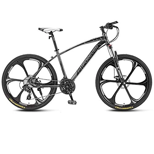 Mountain Bike : SChenLN Aluminum alloy mountain bike 27-speed oil disc brakes off-road bicycles suitable for adult bicycles-27 speed_dark grey_26 inches