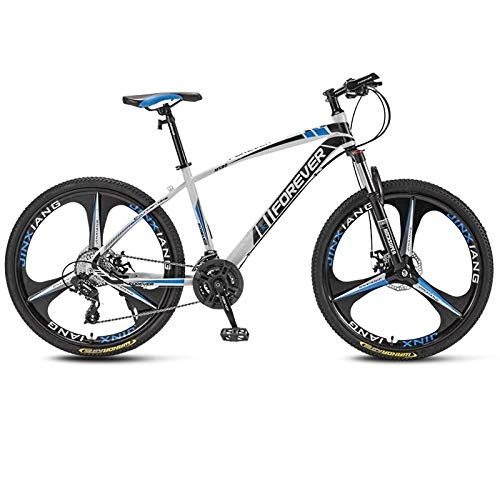Mountain Bike : SChenLN Aluminum alloy mountain bike 30-speed oil disc brakes off-road bicycles suitable for adult bicycles-30 speed_White blue_26 inches