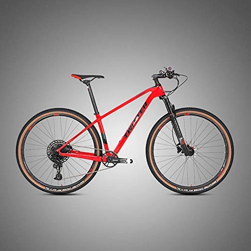 Mountain Bike : SChenLN Carbon fiber mountain adult bicycles, off-road bicycles, suitable for outdoor outings, fitness exercises-12 speed-red_27.5 inch*15 inch