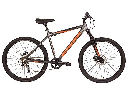 Mountain Bike : Schwinn Surge Adult Mountain Bike, 26-Inch Wheels, Mens 17-Inch Alloy Frame, 7 Speed, Disc Brakes, Grey / Orange