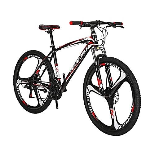 Mountain Bike : SD X1 Adult Mountain Bike 17inch Steel Frame 27.5inch Wheel Disc Brake 21 Speed Gears System Front Suspension MTB Bicycle (Mag Wheel Blackred)