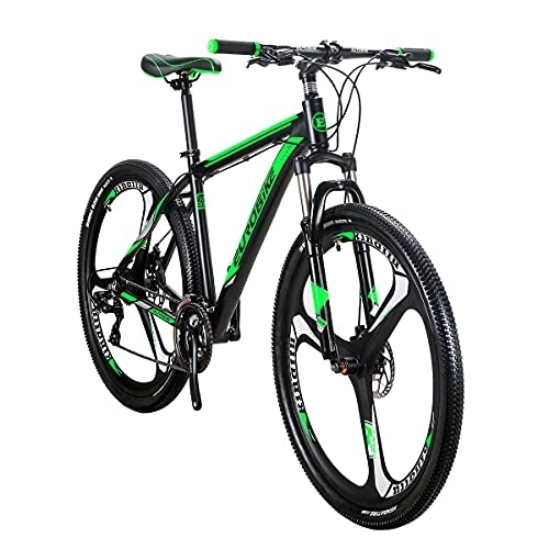 Mountain Bike : SD X9 Adult Mountain Bike Aluminum Frame Bicycle 29 Inch Disc Brake 21 Speed Front Suspension Alloy MTB Bikes Men Bicycle (Mag Wheel Green)