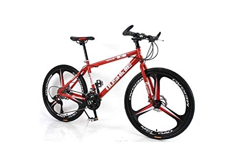Mountain Bike : SEESEE.U Mountain Bike Unisex Mountain Bike 21 / 24 / 27 / 30 Speed ​​High-Carbon Steel Frame 26 Inches 3-Spoke Wheels Bicycle Double Disc Brake for Student, Red, 18 Inches