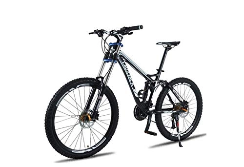 Mountain Bike : SEESEE.U Mountain Bike Unisex Mountain Bike, 26 inch Aluminum Alloy Frame, 24 / 27 Speed Dual Suspension MTB Bike with Double Disc Brake, Black, 27 Speed