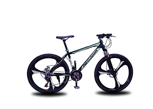 Mountain Bike : SEESEE.U Mountain Bike Unisex Suspension Mountain Bike, 24 inch 3-Spoke Wheels High-Carbon Steel Frame Bicycle, 21 / 24 / 27 Speed ​​Double Disc Brake Commuter City, Green, 27 Speed