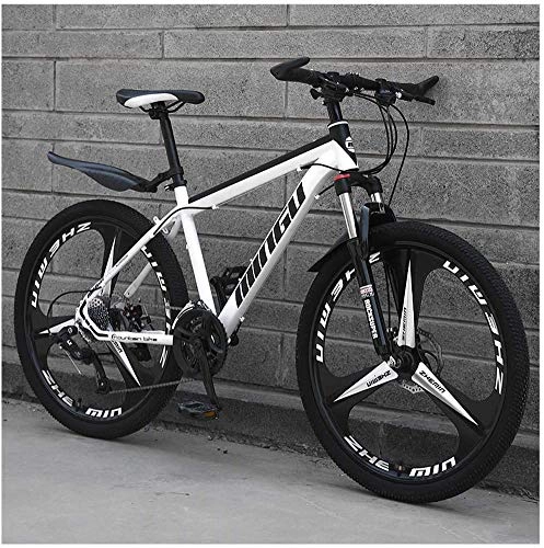 Mountain Bike : Shirrwoy 26" 27 Speed Mountain Bike for Adult, High Carbon Steel, Suspension Fork, Dual Disc Brake Bicycle, All Terrain Mountain Bikes, 3 Knives, black red