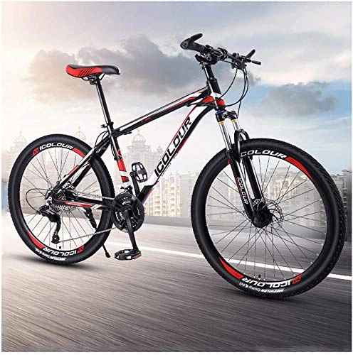 Mountain Bike : Shirrwoy 26 Inch Mountain Bikes, Men's Dual Disc Brake Hardtail Mountain Bike, High-carbon Steel Frame, Bicycle Adjustable Seat, 24 Inch 21 / 24 / 27 / 30 Speed, 24 Inch, 21 speed