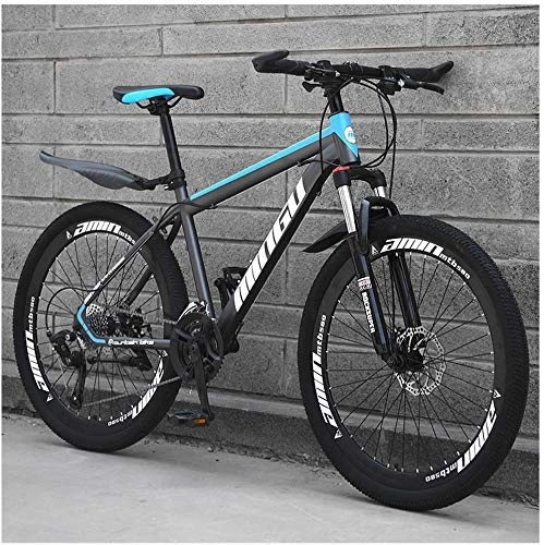 Mountain Bike : Shirrwoy Mountain Bike 26 Inches, Double Disc Brake Frame Bicycle Hardtail with Adjustable Seat, Country Men's Mountain Bikes 21 / 24 / 27 / 30 Speed, Gray Blue, 21 speed