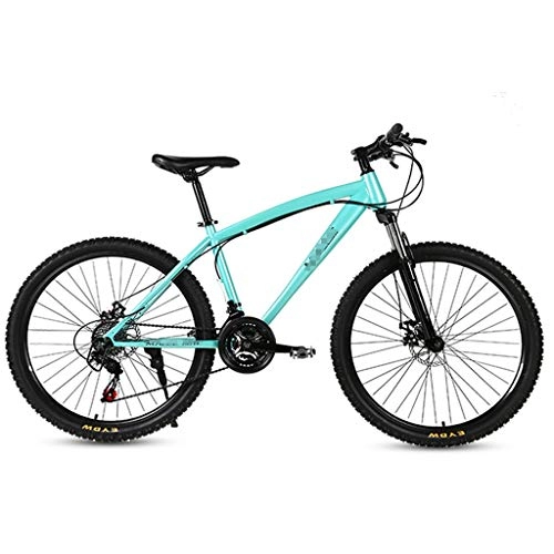 Mountain Bike : Shock Speed Adult Bike For Men Women 24 Inch 21 Speed, High Steel Frame Mountain Bikes With Dual Disc Brakes, Bicycle For Office Workers, City Riding Bicycle (Color : Blue)