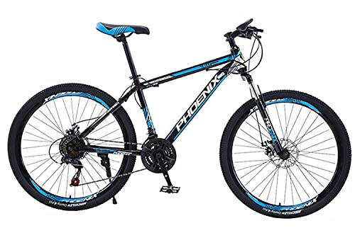 Mountain Bike : SHUI Men's Mountain Bike, 26-inch Bicycle, 21-speed Outdoor Road Bike, Shock-absorbing Front Fork, Full Suspension Mountain Bike blue